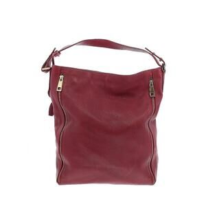 Varriale Dark Red Italian Leather Double Front Gold Zipper Bucket Shoulder Bag